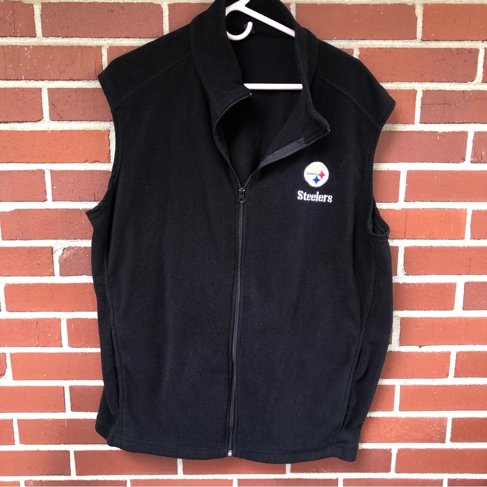 Steelers black fleece Full-Zip Vest